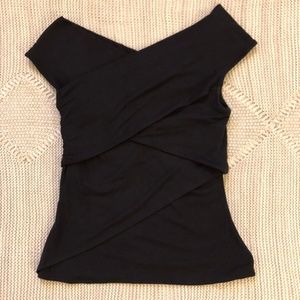 Theory Navy Ribbed Wrap Top